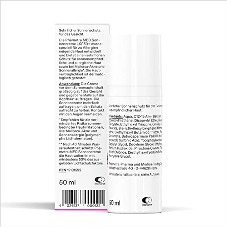 Phametra MED Sonnencreme LSF 50+ KIDS | Sehr hoher Schutz bei allergischer und empflindlicher Haut |ohne Octocrylene | UVA + UVB Schutz | wasserfest |ohne Duftstoffe | vegan |ohne Mikroplastik | 50ml – Bild 2