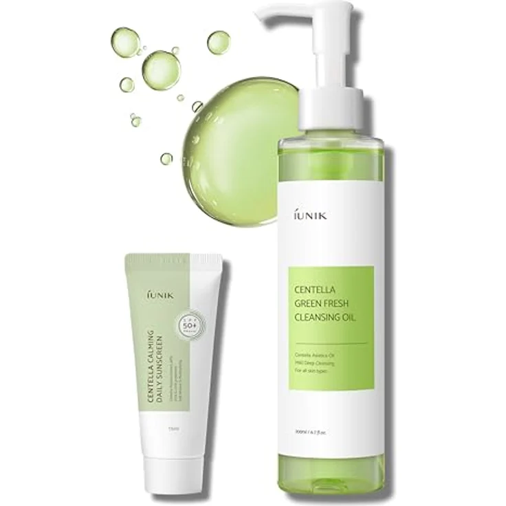 iUNIK Centella Green Fresh Cleansing Oil, Reinigungsöl zur Poren- und Talgkontrolle, Make-up-Entferner für ölige, empfindliche, zu Akne neigende Haut, 200 ml – Bild 1