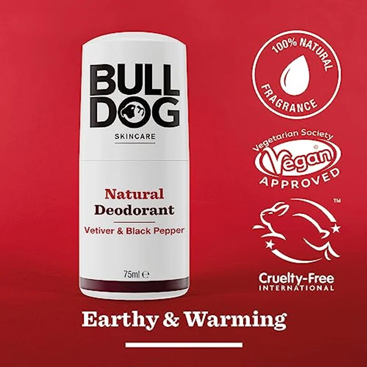 Bulldog Vetiver and Black Pepper Deodorant, 75 ml - Männer-Deo mit langanhaltendem Schutz und Frische, pflegt die Haut – Bild 2