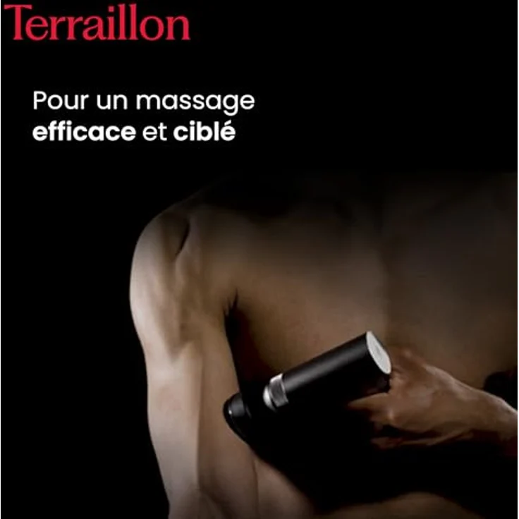 Terraillon Muscle Massager, Massagepistole mit 3 Stufen, 120 Min Laufzeit, vier Massageköpfe – Bild 4