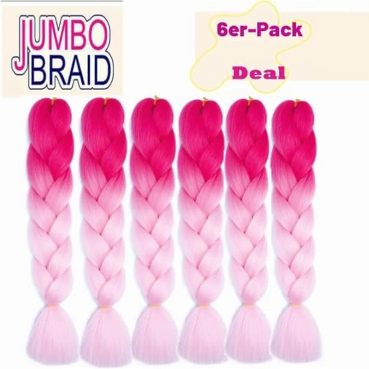 Shangxiu Rosa Ombre Braiding Hair, Kunsthaar Haarverlängerungen 24" (60cm), 600g für Zöpfe und kreative Frisuren – Bild 4
