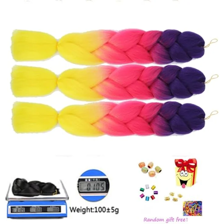 Shangxiu Jumbo Braid Extension, bunte Kunsthaar Haarverlängerung, 24" (60cm), 300g zum Einflechten – Bild 5