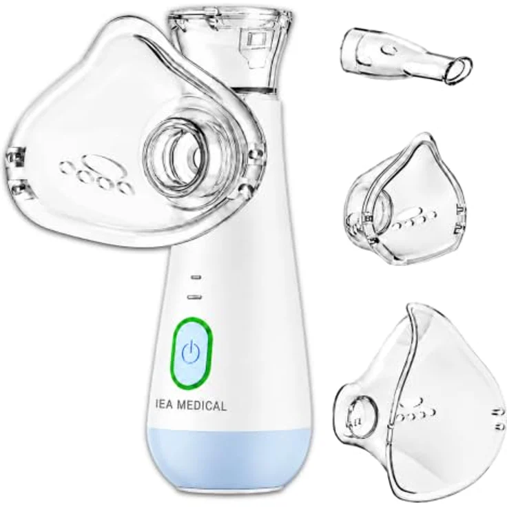 IEA Medical Inhalationsgerät blau – Tragbarer Vernebler für Kinder & Erwachsene mit ergonomischer Form, stabiler Stand und feiner Vernebelung – Bild 1