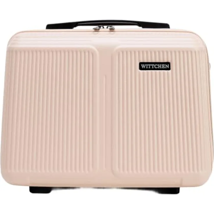 WITTCHEN Stripes Line Kosmetiktasche, Hartschalenkoffer aus ABS mit bequemen Griff und Schultergurt, Puderrosa