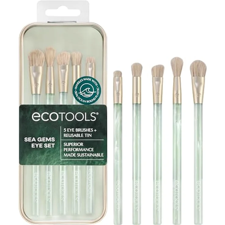 EcoTools Sea Gems Augen-Make-up-Set, 6-teiliges Set mit wiederverwendbarer Dose, vegan und tierversuchsfrei, geeignet für flüssige, cremige und pudrige Produkte – Bild 2
