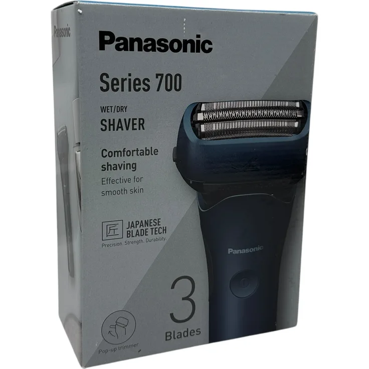 Panasonic Series 700 ES-ALT4B, 3-Klingen-Nass- & Trocken-Rasierer für Männer, kabellos, wasserdicht, mit Bartdichtesensor und flexiblem Rasierkopf, Dunkelblau