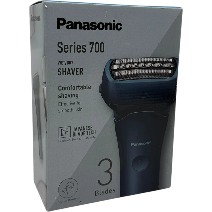 Panasonic Series 700 ES-ALT4B, 3-Klingen-Nass- & Trocken-Rasierer für Männer, kabellos, wasserdicht, mit Bartdichtesensor und flexiblem Rasierkopf, Dunkelblau