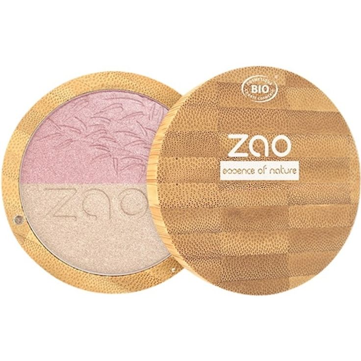 Zao Mineral Puder Shine-Up Powder Duo Highlighter, 9 g, mit 2 Farbtönen, pflegend und nachfüllbar