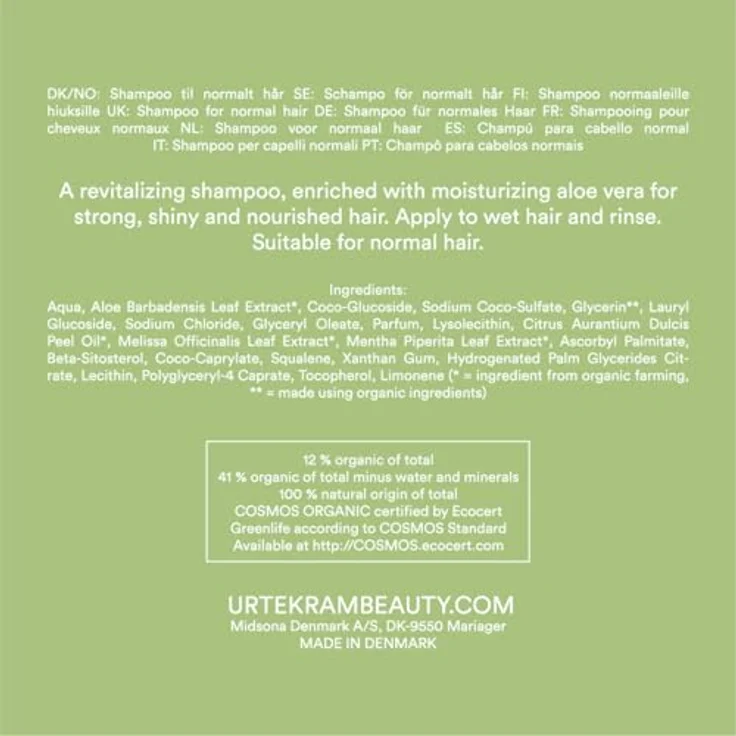 Urtekram Aloe Vera Revitalizing Shampoo für normales Haar, 500 ml, vegan und feuchtigkeitsspendend – Bild 6