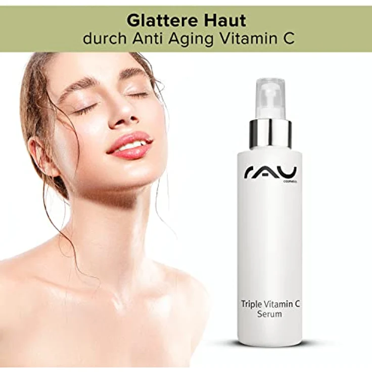 RAU Cosmetics Triple Vitamin C Serum 100 ml - Hochdosiertes Vitamin C Anti Aging Serum mit 3 Vitamin C Säuren & Irish Moss - Vitamin C Moisturizer Gesicht - Kollagen Booster Gesichtspflege – Bild 5