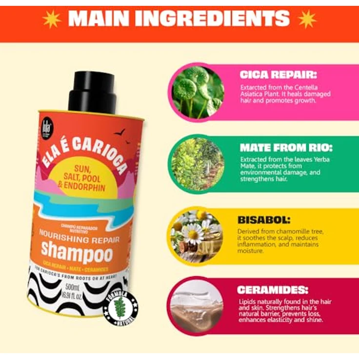 Lola Ela É Carioca Shampoo, intensive Feuchtigkeit, sulfatfrei, tropischer Duft, 500 g, geeignet für alle Haartypen – Bild 5
