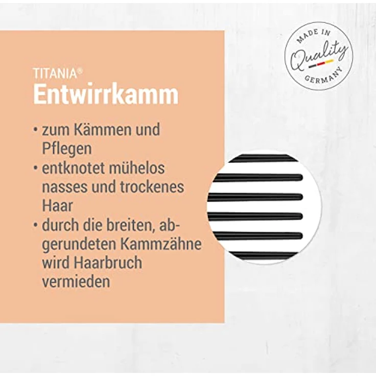 TITANIA Afrokamm Schwarz, grobzinkiger Lockenkamm mit Griff für lockige und naturkrause Haare, Made in Germany – Bild 4