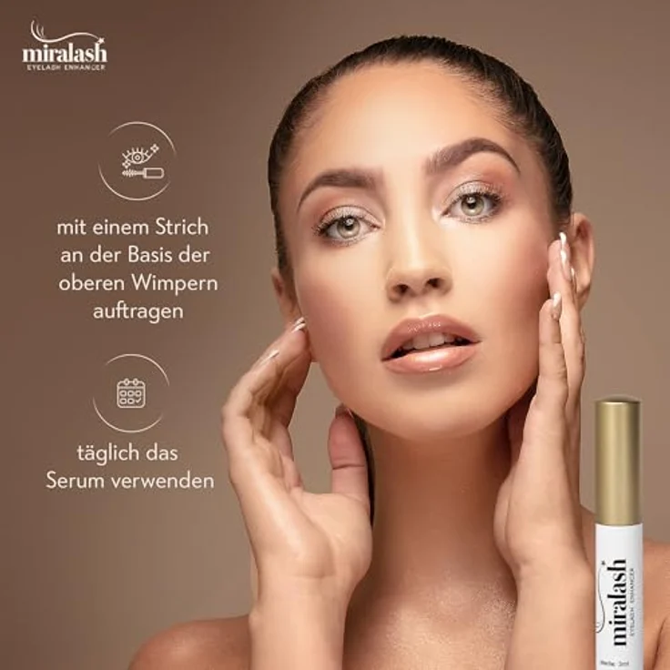 Miralash Wimpernserum 3 ml (1er Pack) - Conditioner für Wimpern, Serum zur Förderung von Wimpernwachstum und Wimpernverlängerung - Eyelashes Growth Serum mit natürlichen Inhaltsstoffen – Bild 5