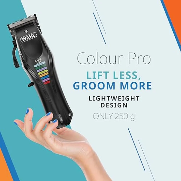 Wahl Colour Pro Tierhaarschneidemaschine Set, kabellos mit 120 Minuten Laufzeit, farbcodierte Aufsteckkämme und ergonomischem Design – Bild 3