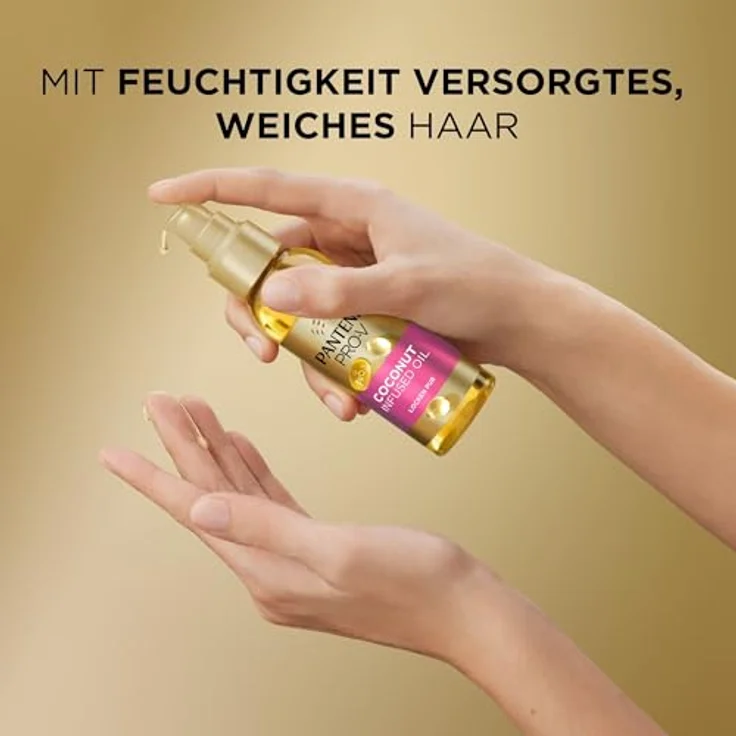 Pantene Pro-V Coconut Infused Haaröl Für Intensive Feuchtigkeit, Haarpflege Glanz, Haarpflege Trockenes Haar, Haarpflege für Trockene Haare, Haarpflege, Haaröl, Haar Öl, Beauty, Gold, 100ml – Bild 5