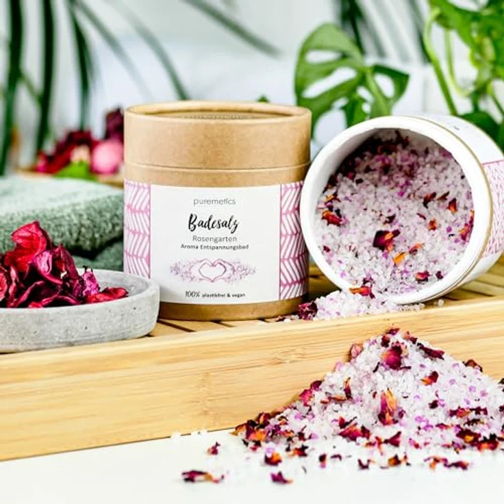 puremetics Badesalz 'Verschiedene Aromen' | Totes Meer Salz | Aromatisiert | 400 g | Entspannungsbad | Aromatherapie (Rosengarten) – Bild 2