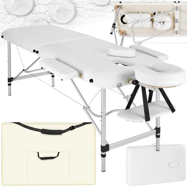 Tectake 2 Zonen Massageliege mit 4 cm Polsterung und Aluminumgestell – Bild 1
