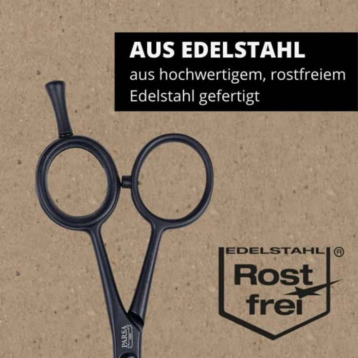 PARSA Men Profi Haarschere Bartschere mit einseitiger Mikroverzahnung und rutschsicherem Gummi Ring – Haarschneideschere – Bartscheere – Bild 3