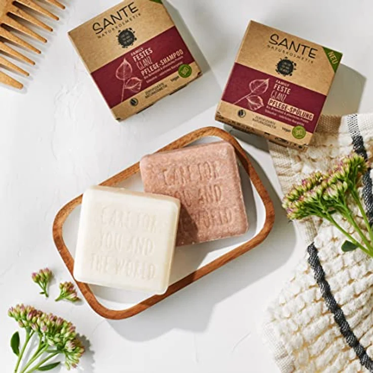 Festes Shampoo Von Sante Naturkosmetik glanz-Pflege Shampoo Bar Mit Bio-Birkenblatt & Pflanzlichem Protein Für Natürlich gesundes Haar Wie Eine Haarseife Zertifiziert & Vegan 60 ml – Bild 6