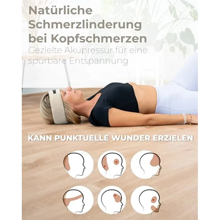 NEOLYMP Akupressur Stirnband, verstellbar für Kopf- und Kiefermassage, fördert die Durchblutung, Schwarz – Bild 5