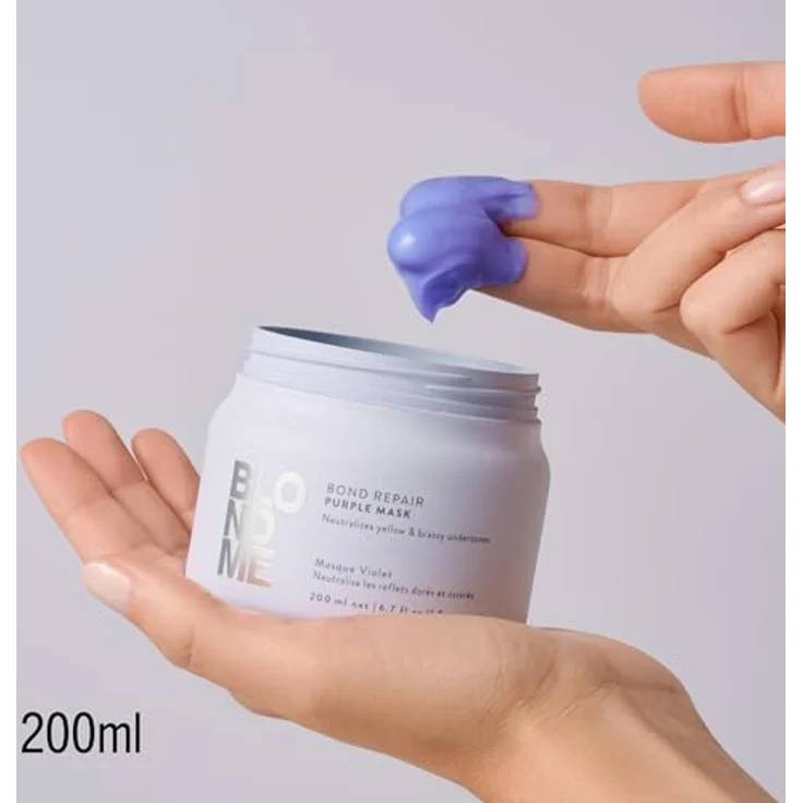 Schwarzkopf Professional BLONDME Bond Repair Purple Mask Cool Haarmaske 200 ml - Neutralisiert Gelbtöne, Pflegend und Stärkend – Bild 2