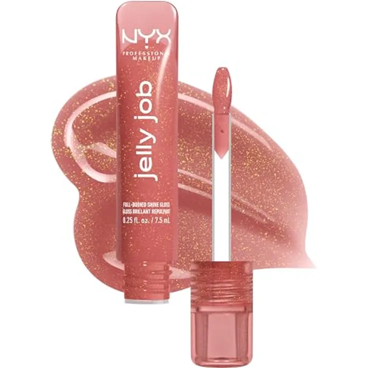 NYX Professional Makeup Jelly Job Peptide Infused Jelly Gloss Lipgloss 8 ml, Farbe 05 - HONEY ITS JELLY, hoher Glanz und pflegende Formel