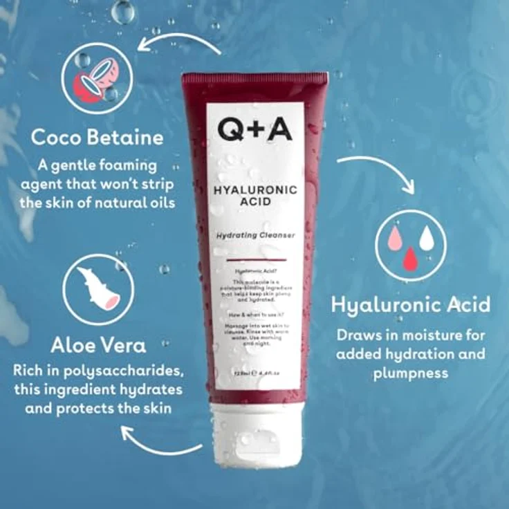 Q+A Hyaluronsäure Hydrating Cleanser, feuchtigkeitsspendende Reinigungslotion mit sanften Reinigungswirkstoffen, 125 ml – Bild 3