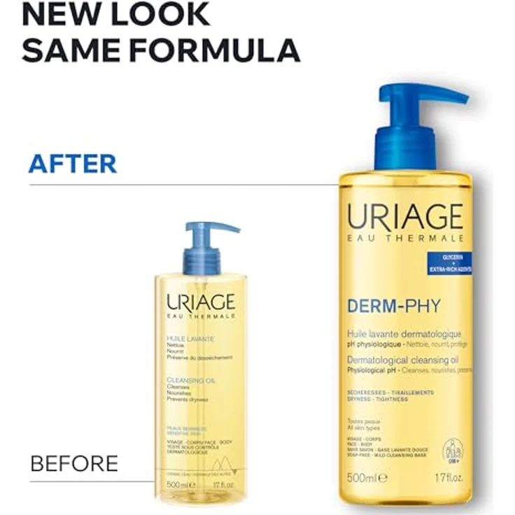 Uriage DERM-PHY Dermatological Cleansing Oil, nährendes Duschgel für trockene Haut, 1000 ml – Bild 9