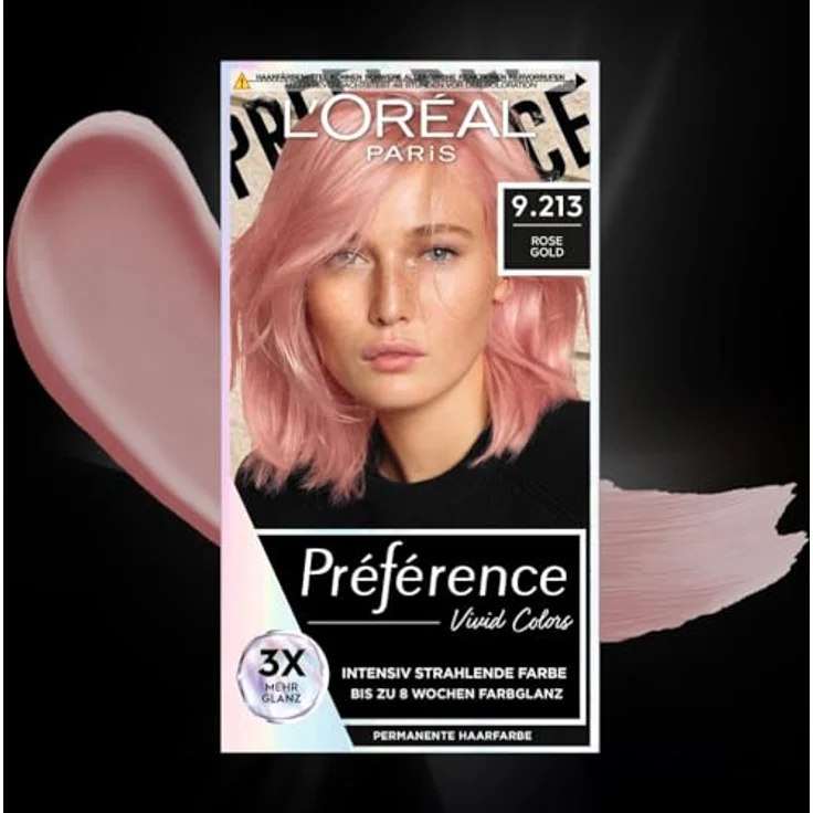 L'Oréal Paris Préférence Vivid Colors Haarfarbe, Rose Gold, 150ml Mix-Kit mit Farbglanz-Pflegebalsam – Bild 2