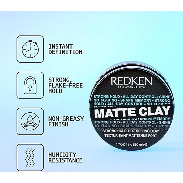 REDKEN Matte Clay | Stylingknete für einen flexiblen Bettenkopfhalt | Für Damen und Herren | Farbsichere Formel mit UV-Filtern | 50ml – Bild 3