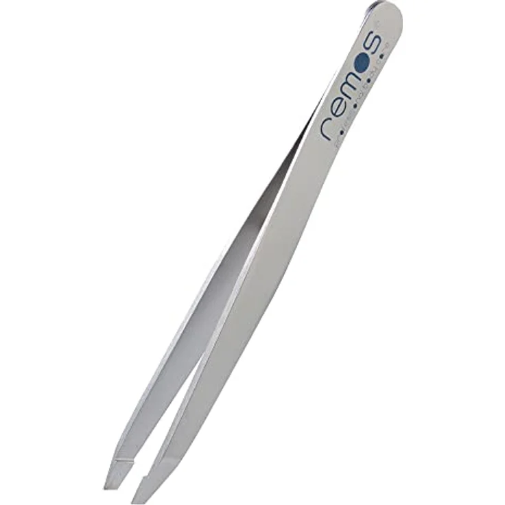 REMOS Profi Pinzette mit extra feinen Spitzen zum Zupfen der Augenbrauen, rostfreier Edelstahl, satin-finish mit Schutzetui – Bild 1