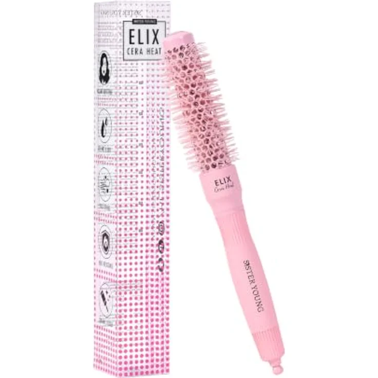 Sister Young ELIX NV-25 Rundbürste, 25 mm keramische Thermo-Stylingbürste für kurzes Haar und Ponys, hitzebeständig, antistatische Borsten – Bild 1