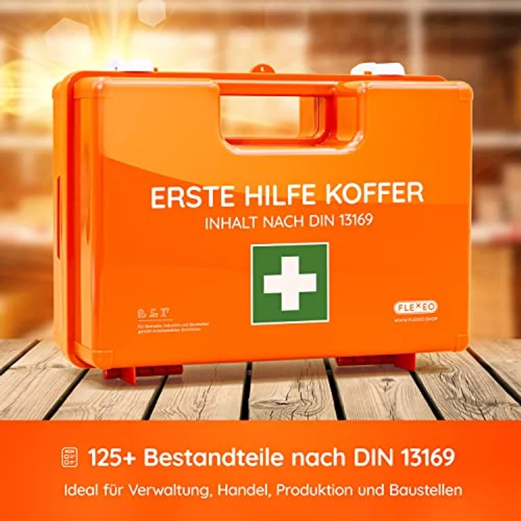 Flexeo Erste-Hilfe-Koffer mit Füllung nach DIN 13169 inkl. Wandhalterung – Bild 8
