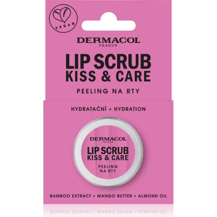 Dermacol Kiss & Care Lippenpeeling aus Bambus, Duft Red Fruit, 12 ml – entfernt abgestorbene Hautzellen, vegan, mit Mandelöl und Bambusextrakt