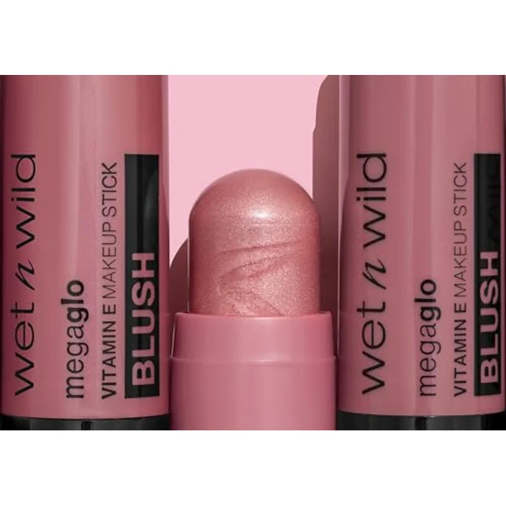 Wet n Wild MegaGlo Creme-Rouge Stick, Farbton Dusty Pink - 6 g, leichtes Rouge mit Glitzereffekt, vegan – Bild 6