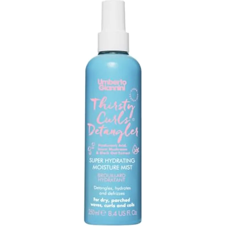 Umberto Giannini Thirsty Curls Detangler, 250 ml veganes Leave-in-Conditioner-Spray für trockenes, knotiges Haar mit feuchtigkeitsspendendem Dreifach-Komplex
