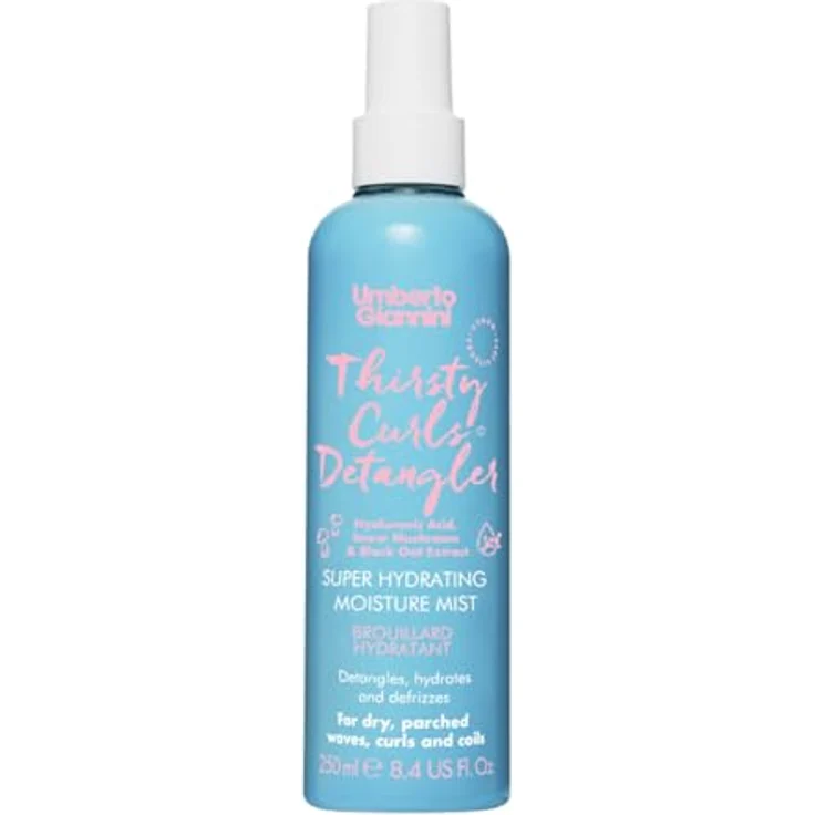 Umberto Giannini Thirsty Curls Detangler, 250 ml veganes Leave-in-Conditioner-Spray für trockenes, knotiges Haar mit feuchtigkeitsspendendem Dreifach-Komplex – Bild 1