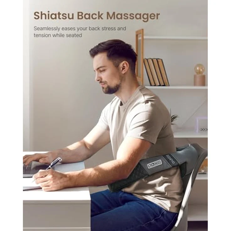 RENPHO Nackenmassagegerät mit Wärme, 4D-Tiefenknetmassage und 3 Intensitätsstufen, Rückenmassagegerät für Zuhause und Auto – Bild 4