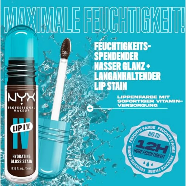 NYX Professional Makeup Lip IV, langlebiger Lipgloss mit feuchtigkeitsspendender Wirkung, Farbton 06 - ESPRESSO SOAK, 5 ml – Bild 3