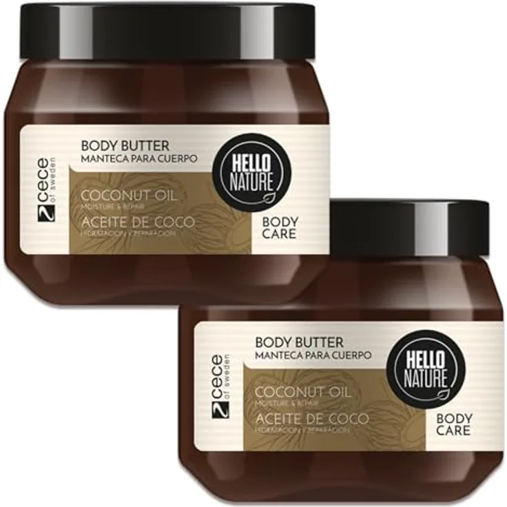 P-Beauty Naturkosmetik Body Butter, mit BIO Kokosöl & Mandelöl, 98,8% natürliche Inhaltsstoffe, vegan, ohne Parabene & Silikone, 2x250ml