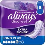 Always Discreet Inkontinenzeinlagen Long Plus, 8 Stück, extra saugfähig mit RapidDry-Kern und Geruchskontrolle