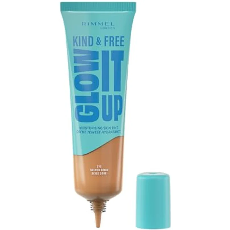 Rimmel Kind & Free Glow It Up, leichtes feuchtigkeitsspendendes Make-up, Farbton 210 Golden Beige, 30 ml – Bild 2