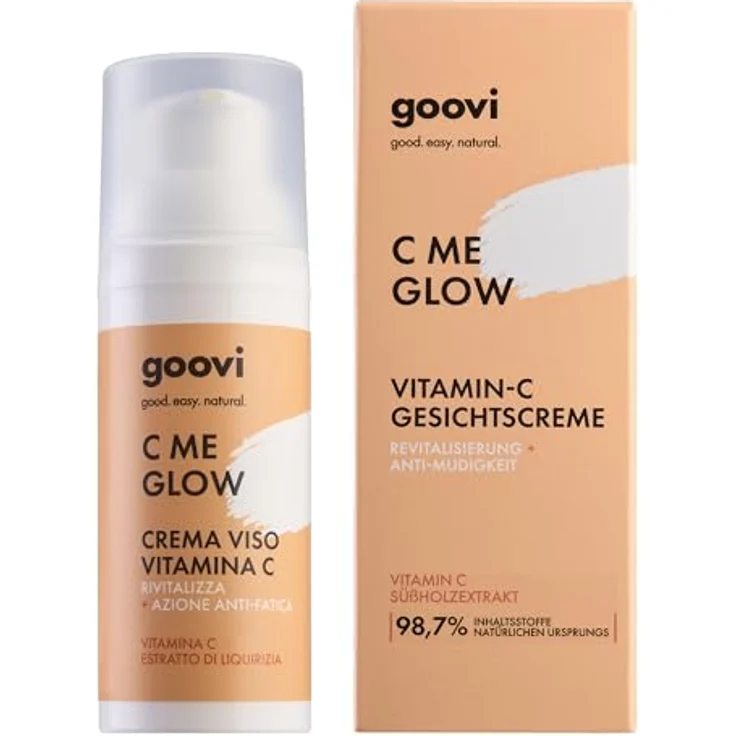 GOOVI C Me Glow Vitamin C Face Cream, Revitalisierende Gesichtscreme mit Hyaluronsäure, 50ml - Strahlende, hydratisierte Haut – Bild 1