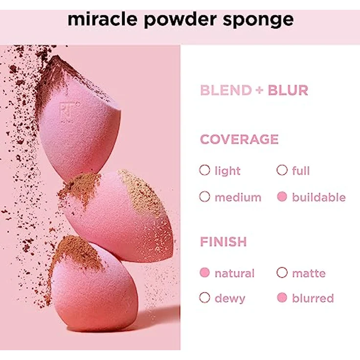 Real Techniques MIRACLE POWDER Puderschwamm, Dekorative Kosmetik Make-up Accessoires – Bild 7