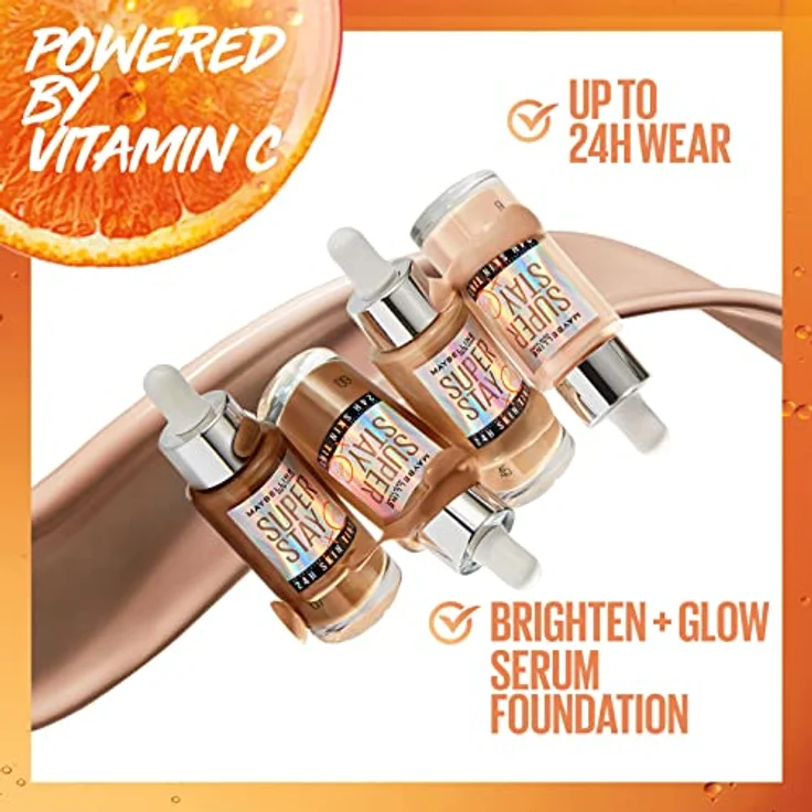 MAYBELLINE NEW YORK SuperStay Vitamin C Skin Tint Serum, 30 ml, Foundation zur Vereinheitlichung des Hauttons, Farbton 05.5 – Bild 3
