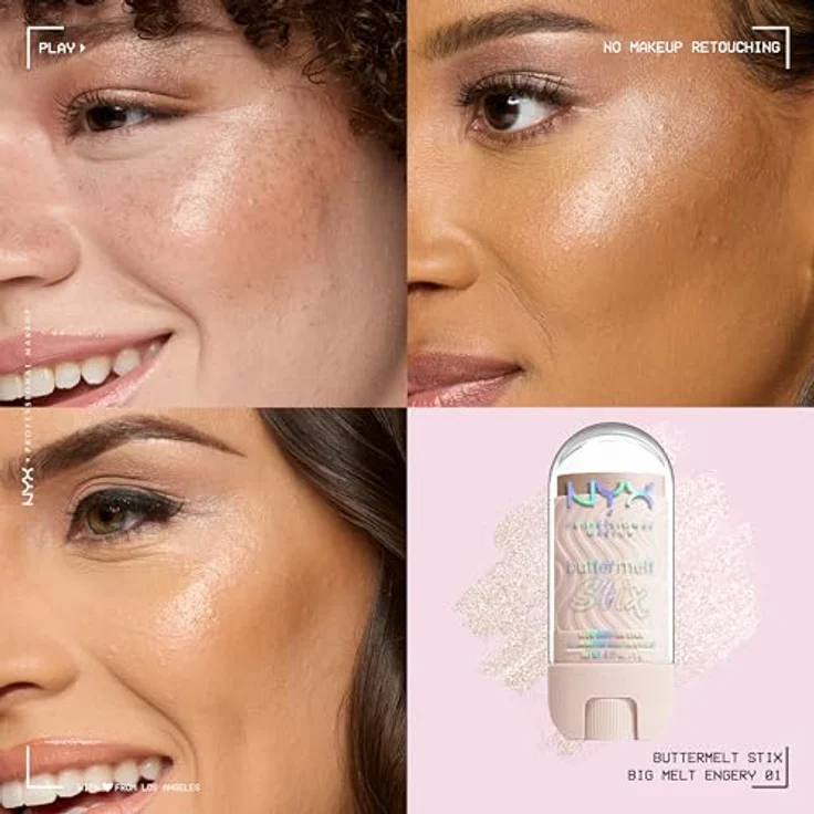 NYX PROFESSIONAL MAKEUP Buttermelt Stix Glow Boosting Highlighter, 8h Halt, 14 Farbtöne zum Mischen und Verblenden – Bild 2
