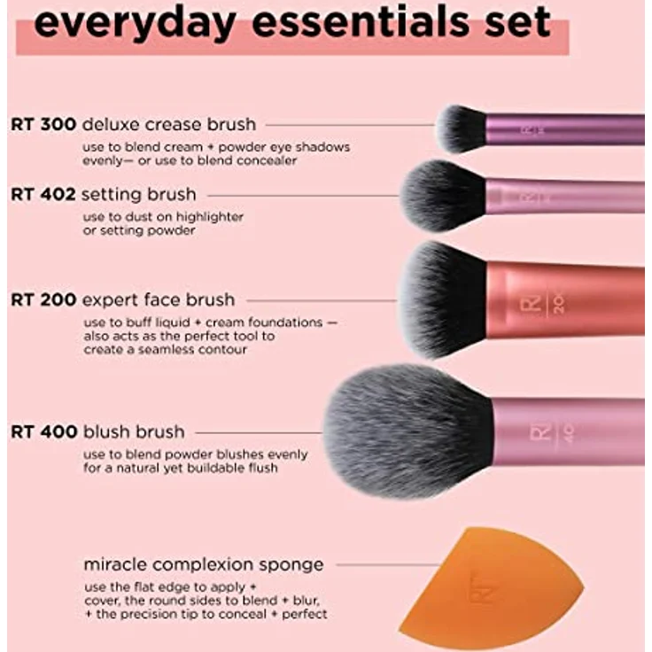 Real Techniques Set Everyday Essentials Set Pinsel-Set, Dekorative Kosmetik Make-up Accessoires – Bild 4