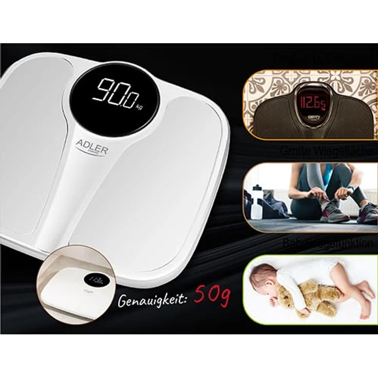 Camry, Personenwaage, Bathroom scale CR 8171w Maximum weight (capacity) 180 kg, Accuracy 50 g, Body Mass Index (BMI) (180 kg) – Bild 9