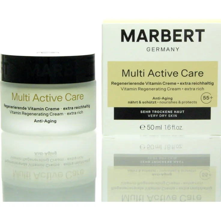 Marbert Multi Active Care Vitamin Regenerating Cream, 50 ml für sehr trockene und anspruchsvolle Haut, extra reichhaltige Textur mit Erdnussöl und Bienenwachs