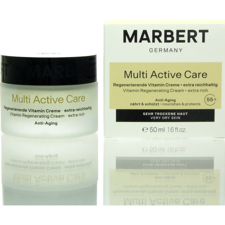 Marbert Multi Active Care Vitamin Regenerating Cream, 50 ml für sehr trockene und anspruchsvolle Haut, extra reichhaltige Textur mit Erdnussöl und Bienenwachs